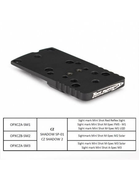 Embase pour point rouge en queue d'aronde (type B-SM2) pour Sightmark M2 pour CZ SP-01-Shadow 2 - TONI SYSTEM