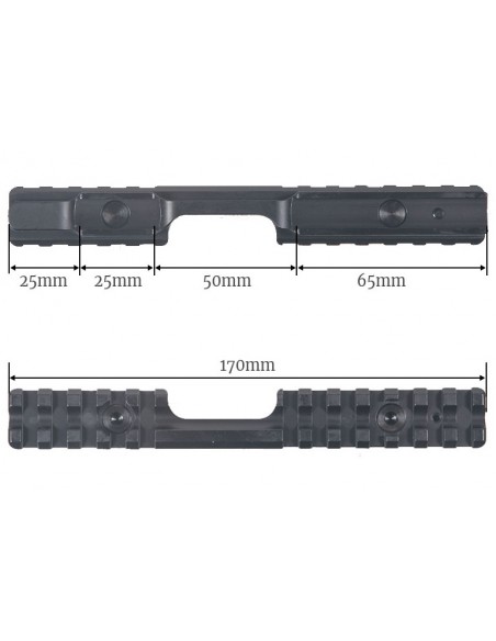 Picatinny rail in hardened steel for Anschutz 54 / 64 - CONTESSA