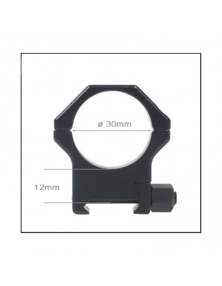 Coppia di Anelli per Picatinny in acciaio rinforzato - ø 30 mm  H 12 mm - CONTESSA